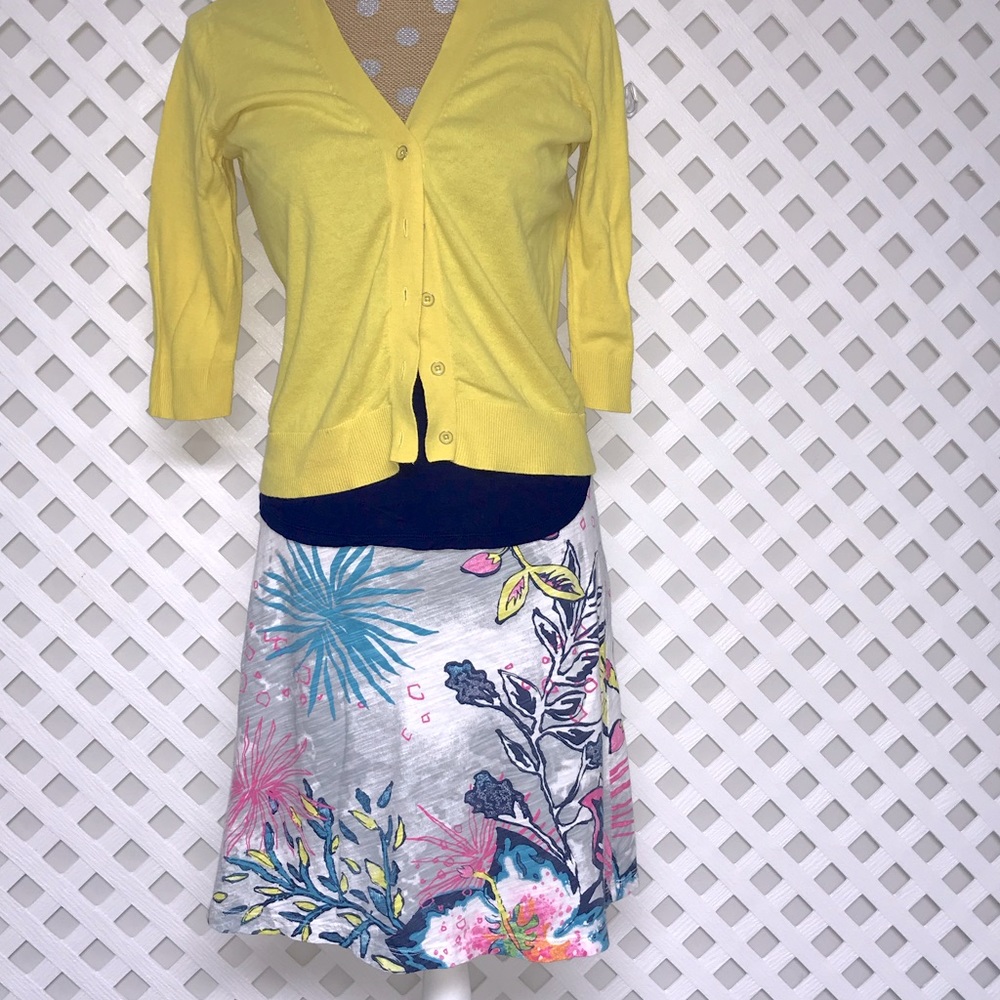 fresh produce Floral Mini Skirt in White with Blue, Pink & Yellow Print - Picture 3 of 8